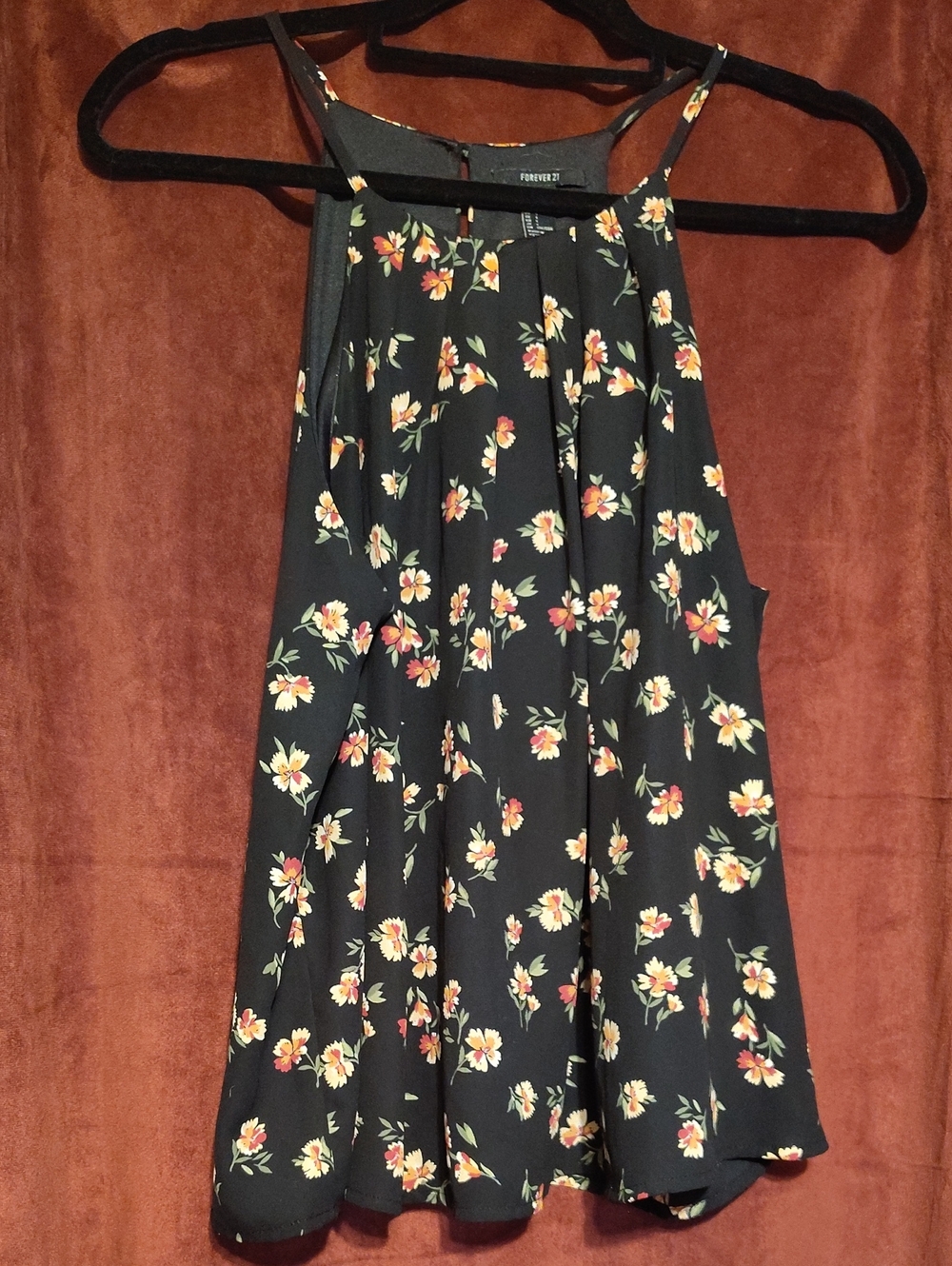 Forever 21 Floral Print Sleeveless Top - Black